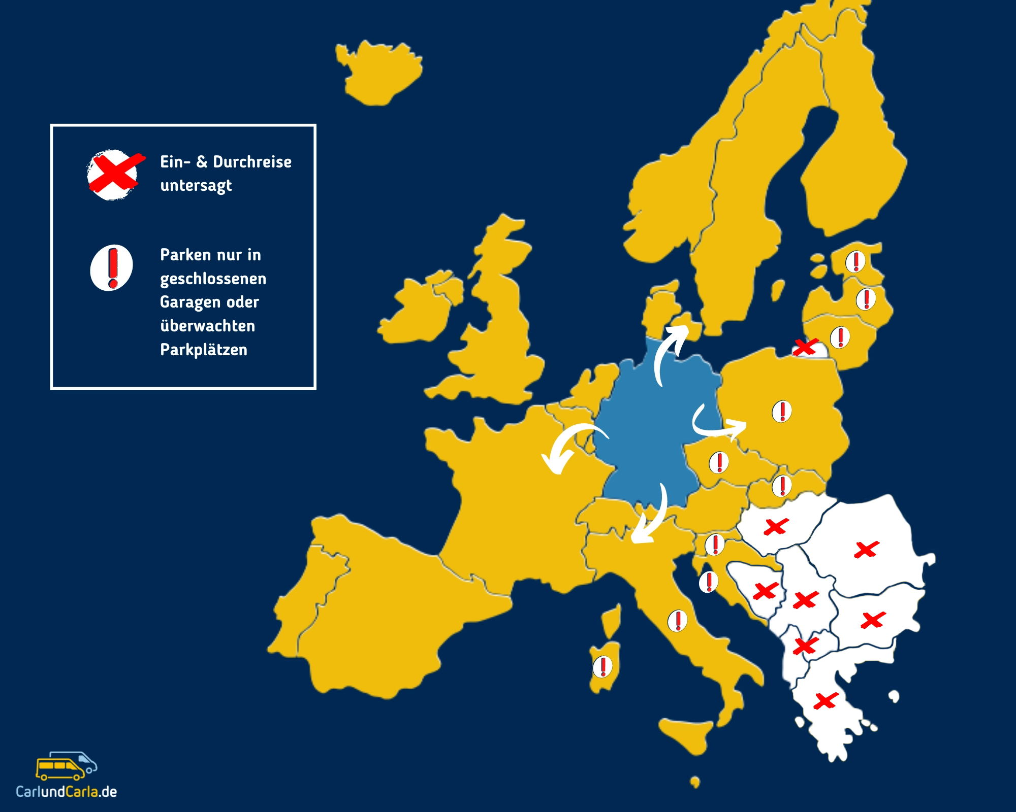 europa-laender-carlundcarla-kleinbus Karte Europa CarlundCarla Reisehinweie